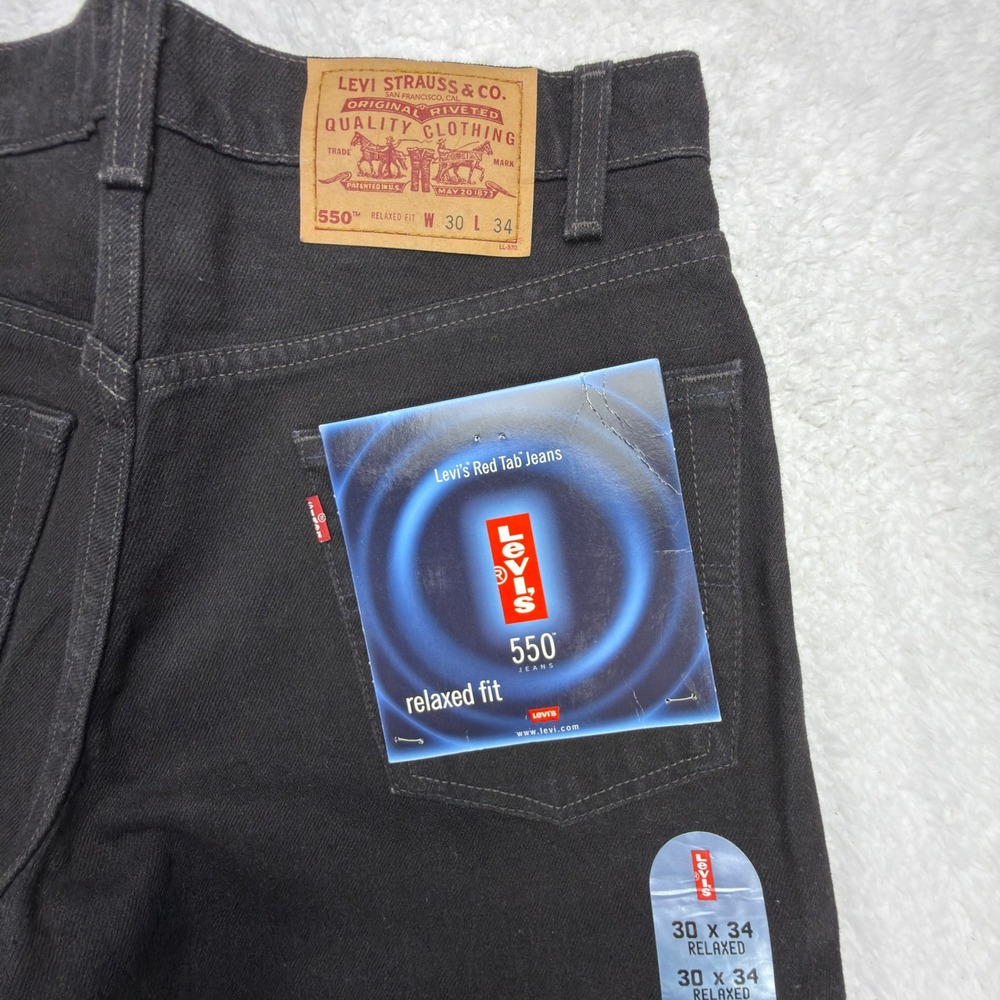Levis 550 Relaxed Fit Denim Jeans Mens 30x34 Black NWT NOS 90s Y2K
